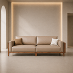 Slatted Solid Wood Frame Leather Sofa - Z-S-005