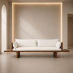 Solid Wood Sofa With Extended Side Shelves - Z-S-004