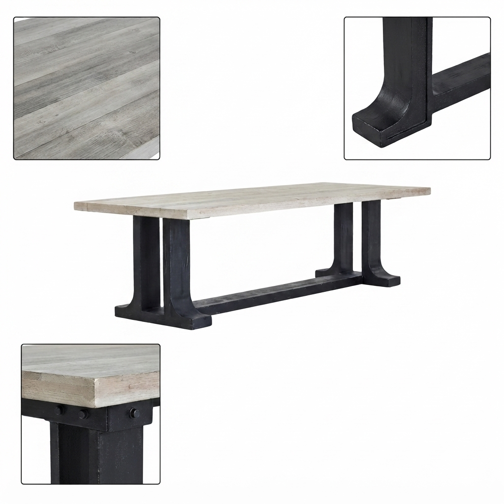 Rustic Modern Two-Tone Wooden Table - Z-DT-007