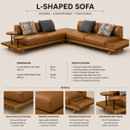 Solid Wood L‑Shape Leather Sofa - Z-S-020