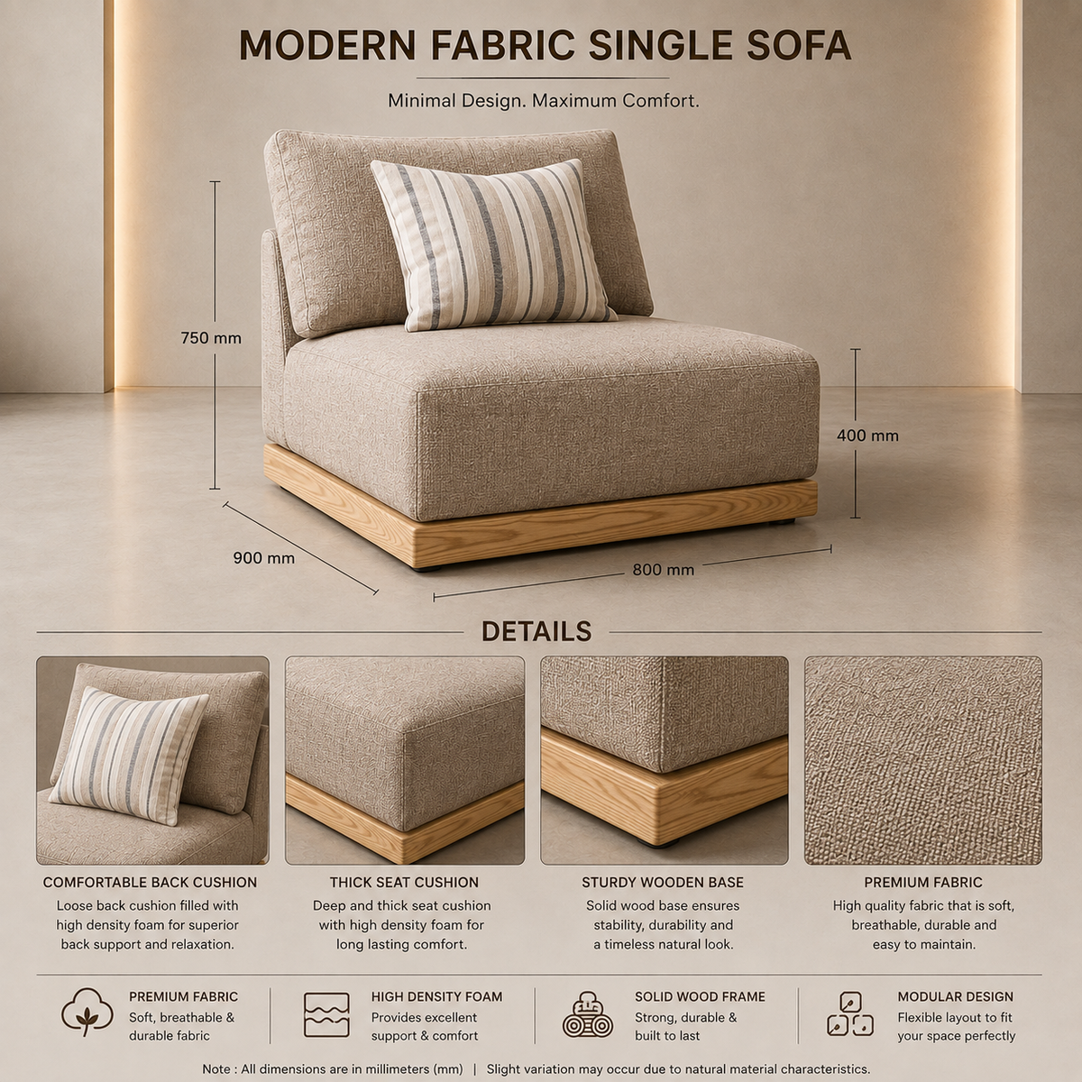 Wooden Modular Sectional Sofa Set - Z-S-003