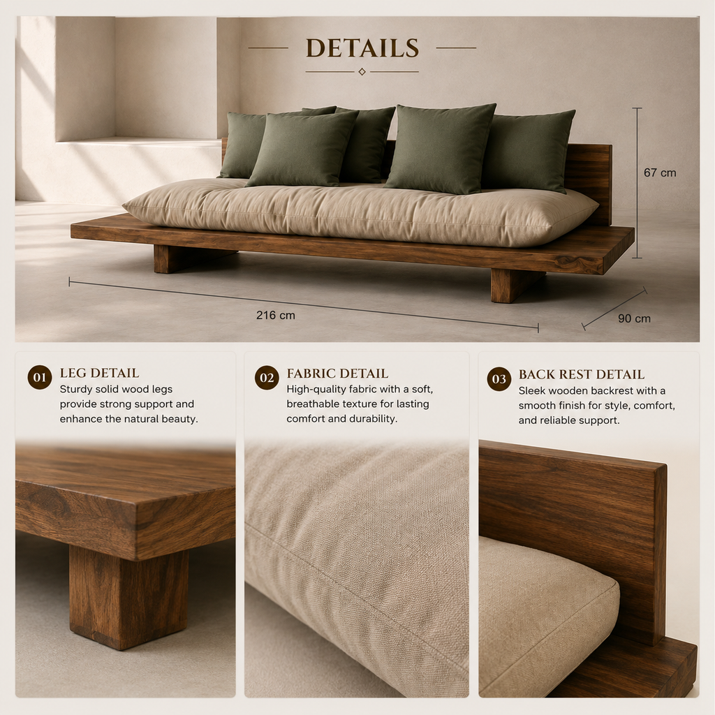 Minimalist Solid Wooden Sofa - Z-S-002