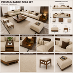 L-Shaped Modular Fabric Sectional Sofa Set - Z-S-021