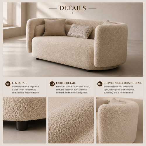 Boucle 3-Seater Sofa - Z-S-009