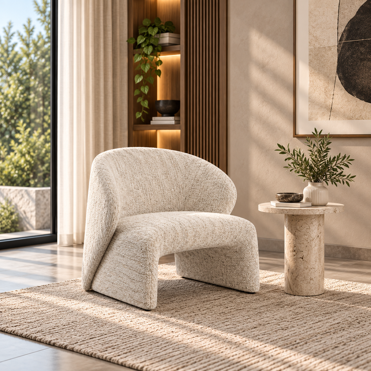 Boucle Fabric Lounge Chair – Z-AC-001