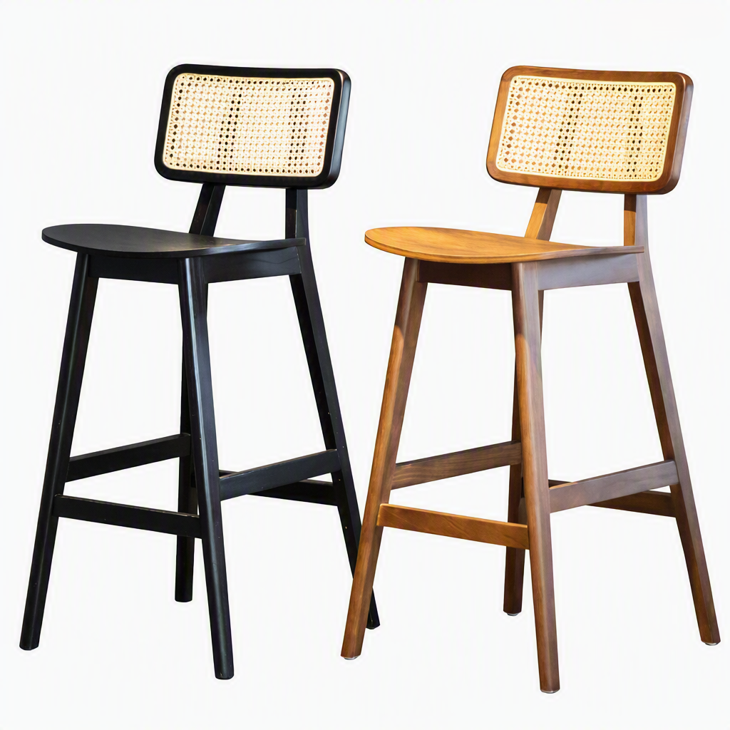 Wooden Bar Chair with Woven Cane Backrest-Z-BC-001