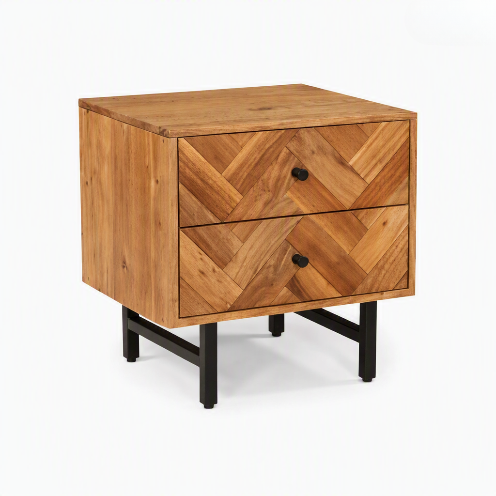 Chevron Wooden Bed Sidetable -Z-BS-009