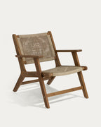 Wooden chair with woven backrest on a white background