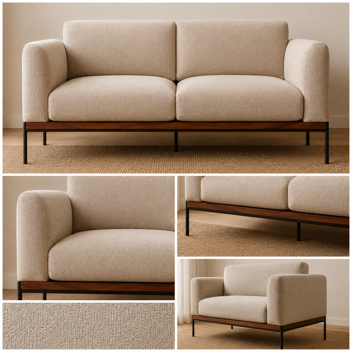 Modern Beige Upholstered Sofa -Z-S-028