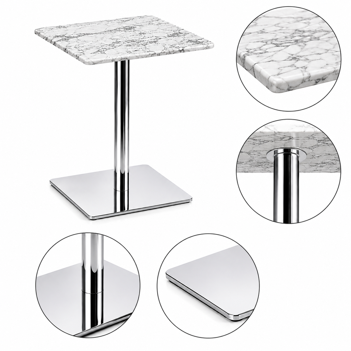 Marble Top Chrome Side Table - Z-ST-009