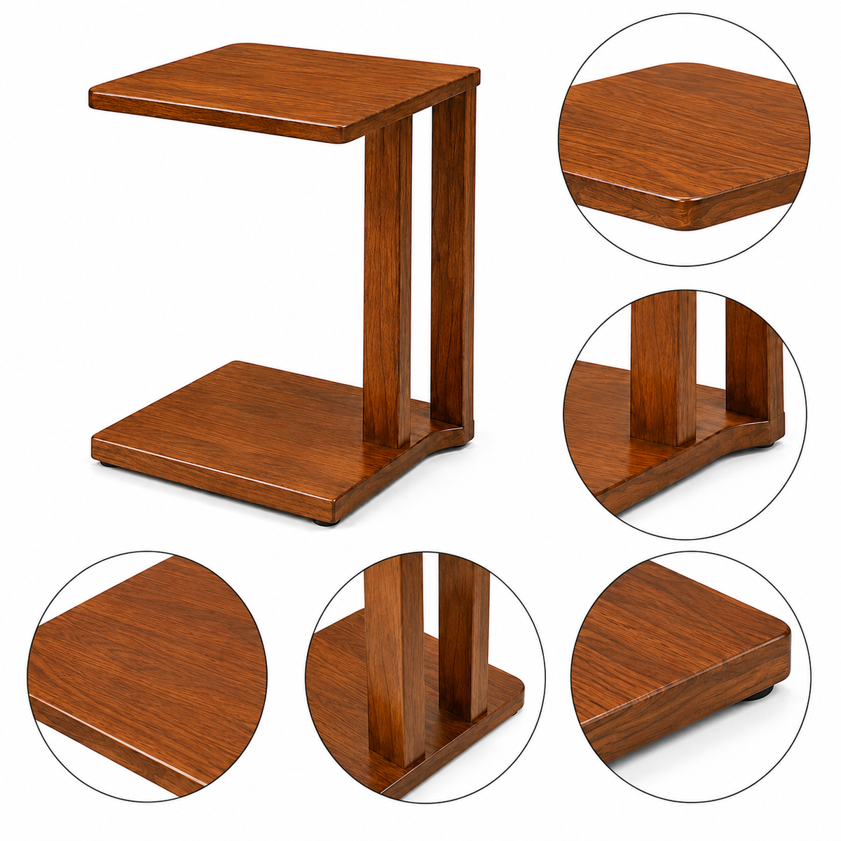 Solid Wood C-Shaped Side Table - Z-ST-008