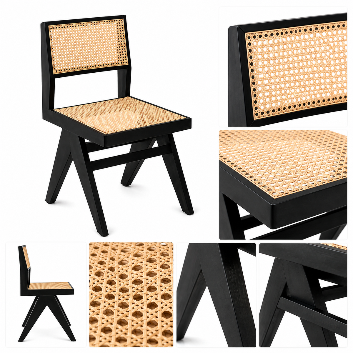 Black Wooden Cane Chair - Z-DC-007