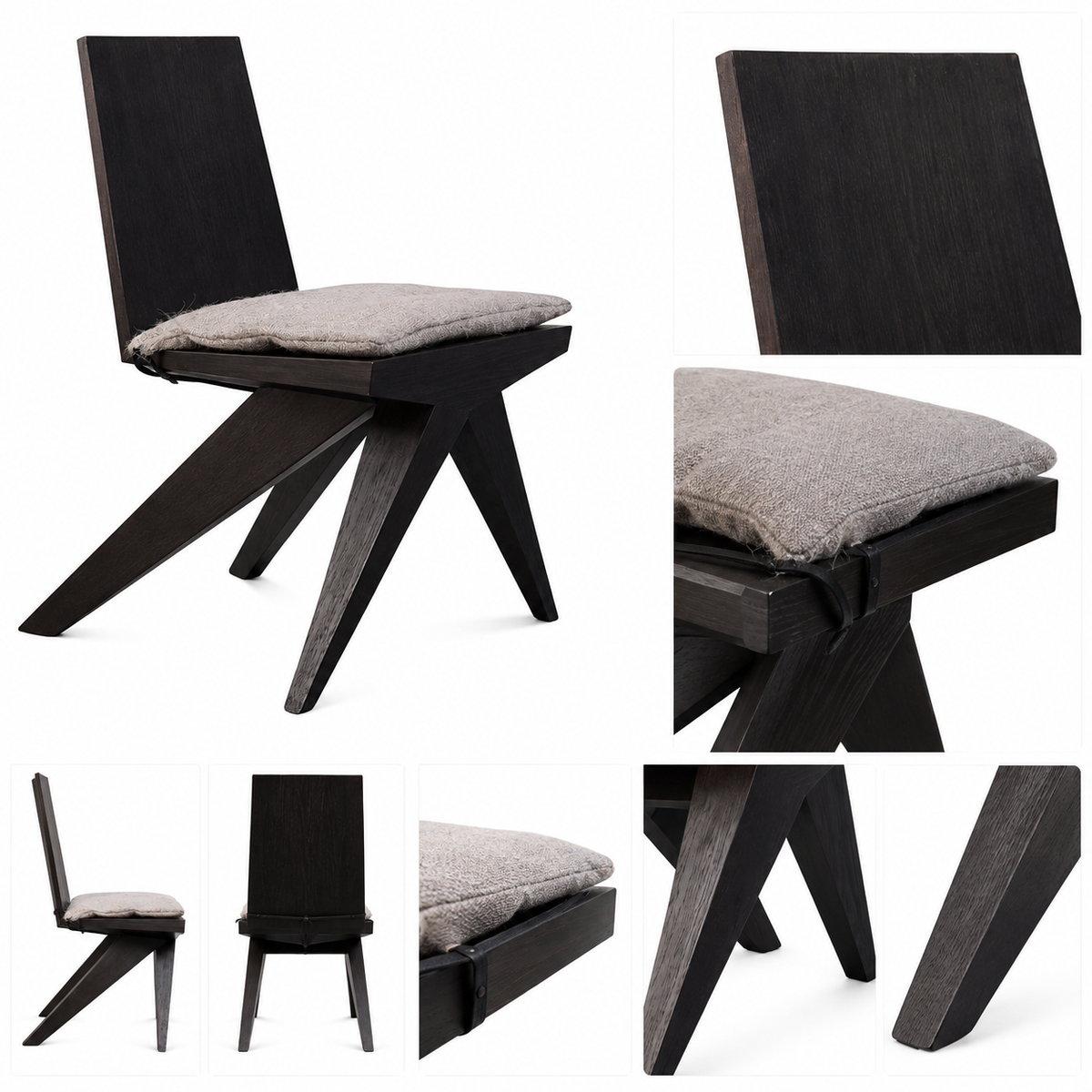 Modern Angular Frame with Wool Cushion Wooden Dining Chair -Z-DC-008