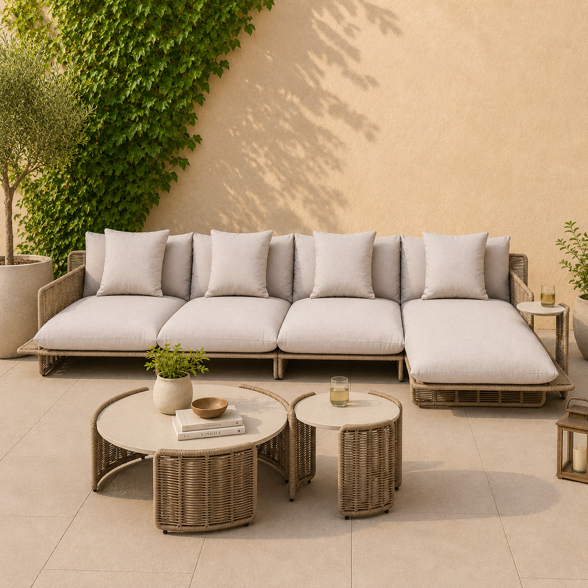 Outdoor Rope‑Weave Sectional Sofa Set -Z-ODF-002