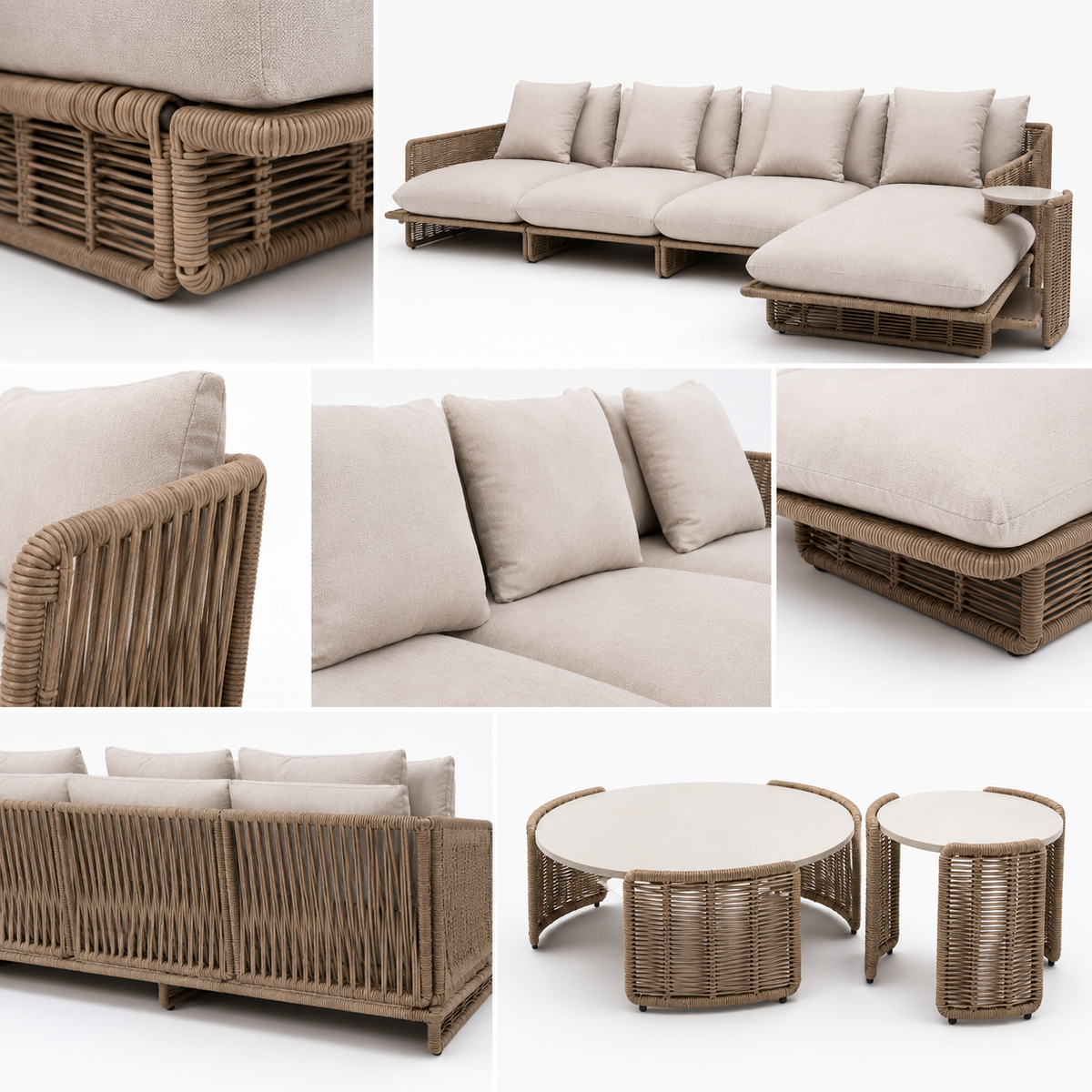 Outdoor Rope‑Weave Sectional Sofa Set -Z-ODF-002
