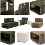 Contemporary Rope-Woven Outdoor Bench Set -Z-ODF-005
