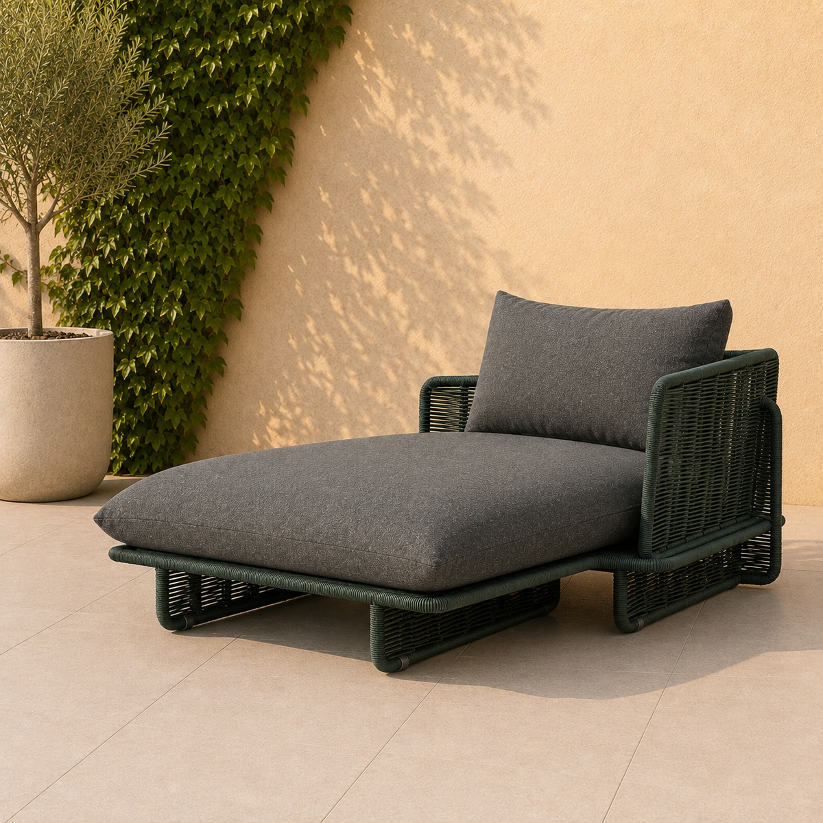 Modern Rope-Woven Outdoor Chaise Lounge -Z-ODF-006