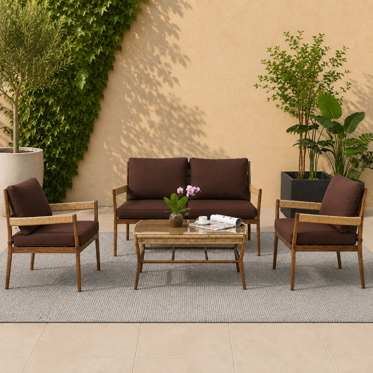 Natural Woven Outdoor Lounge Set -Z-ODF-008