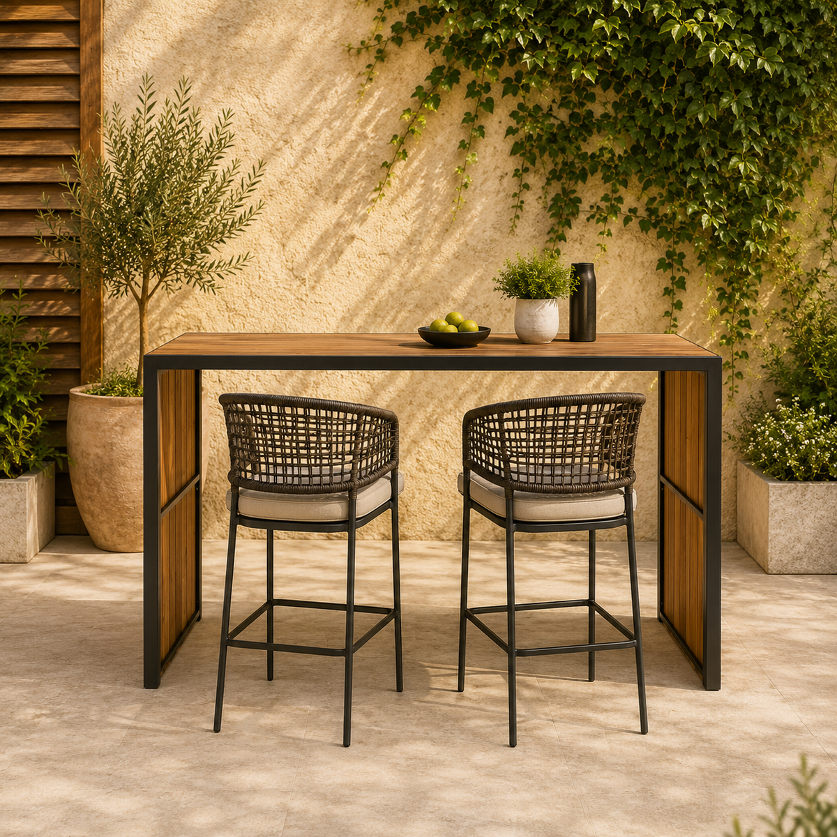 Wooden Outdoor High Dining Table with Metal Frame -Z-ODF-026