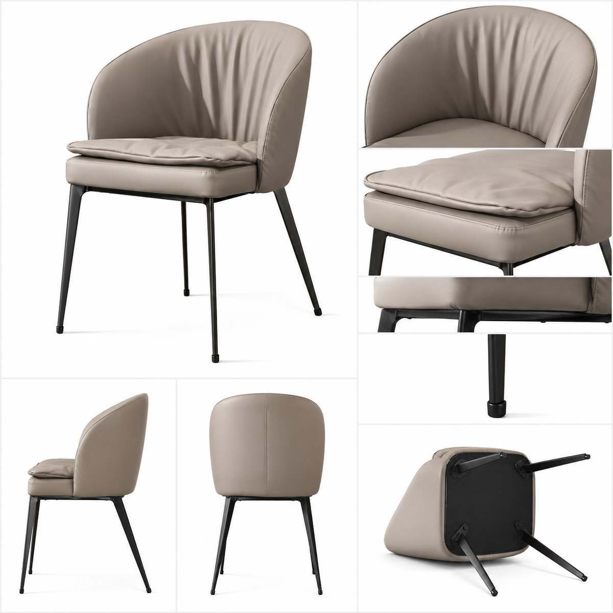 Modern Curved Dining Chair in Microfiber Leather & Carbon Steel-Z-DC-015