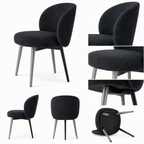 Modern Curved Bouclé Dining Chair with Solid Legs -Z-DC-018
