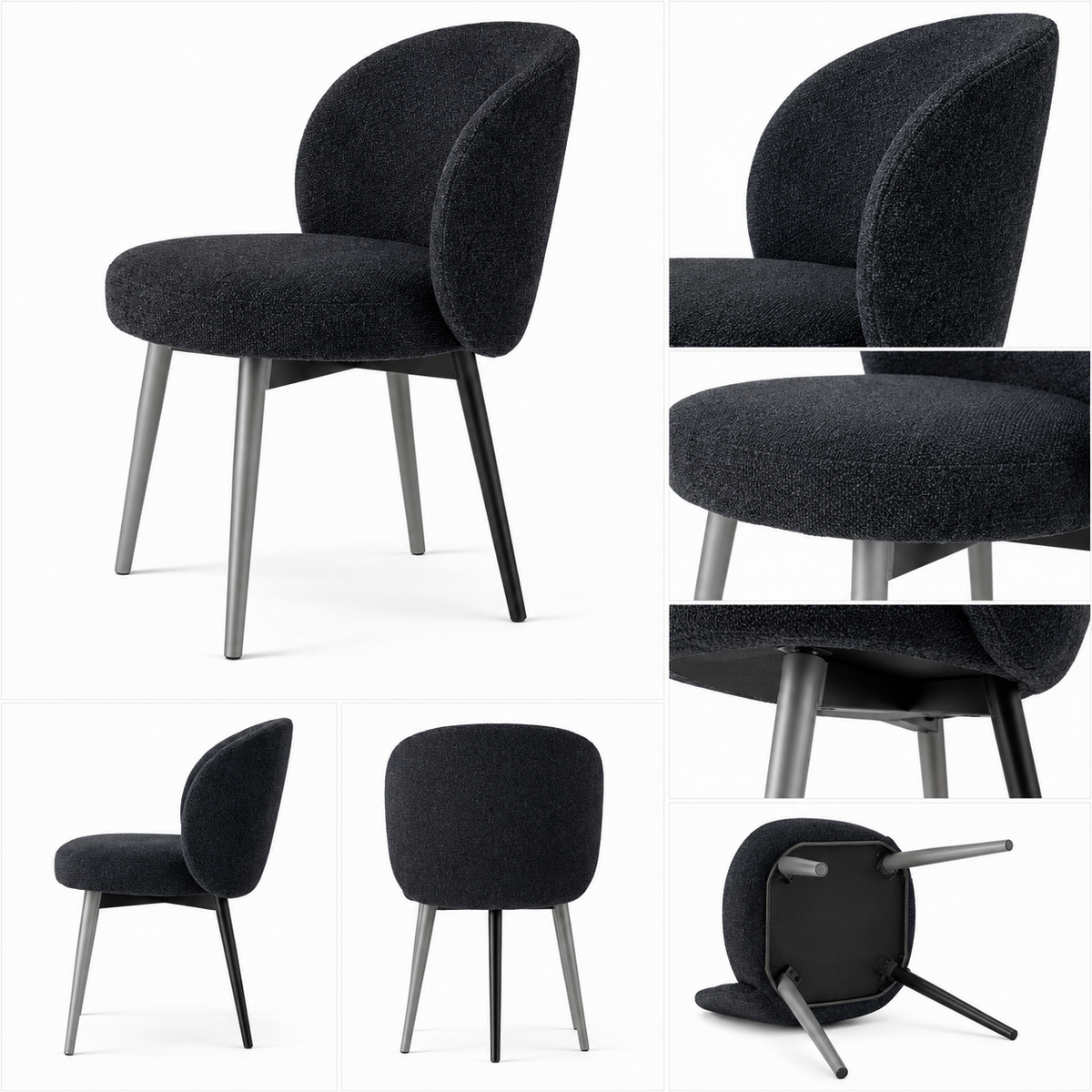 Modern Curved Bouclé Dining Chair with Solid Legs -Z-DC-018