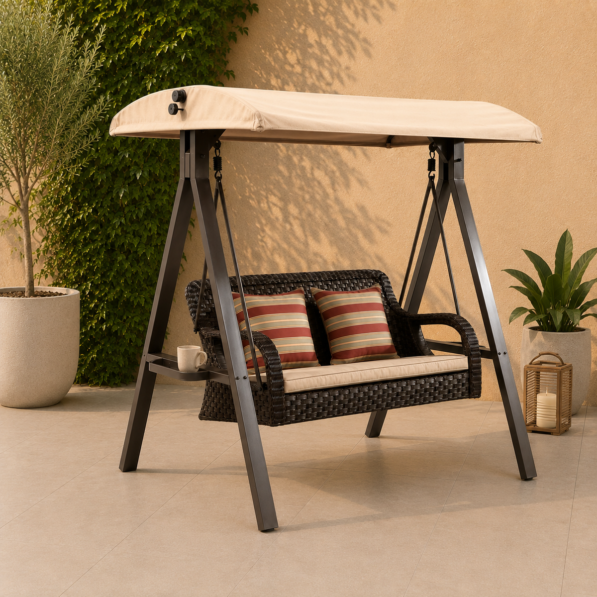 Rattan-Style Outdoor Swing with Canopy - Z-ODF-012