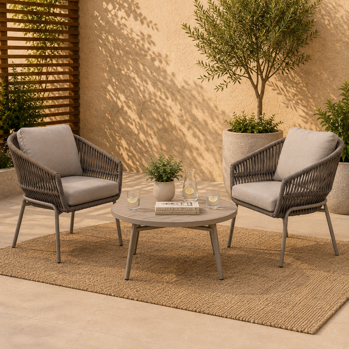 Contemporary Rope-Woven Outdoor Chair -Z-ODF-015