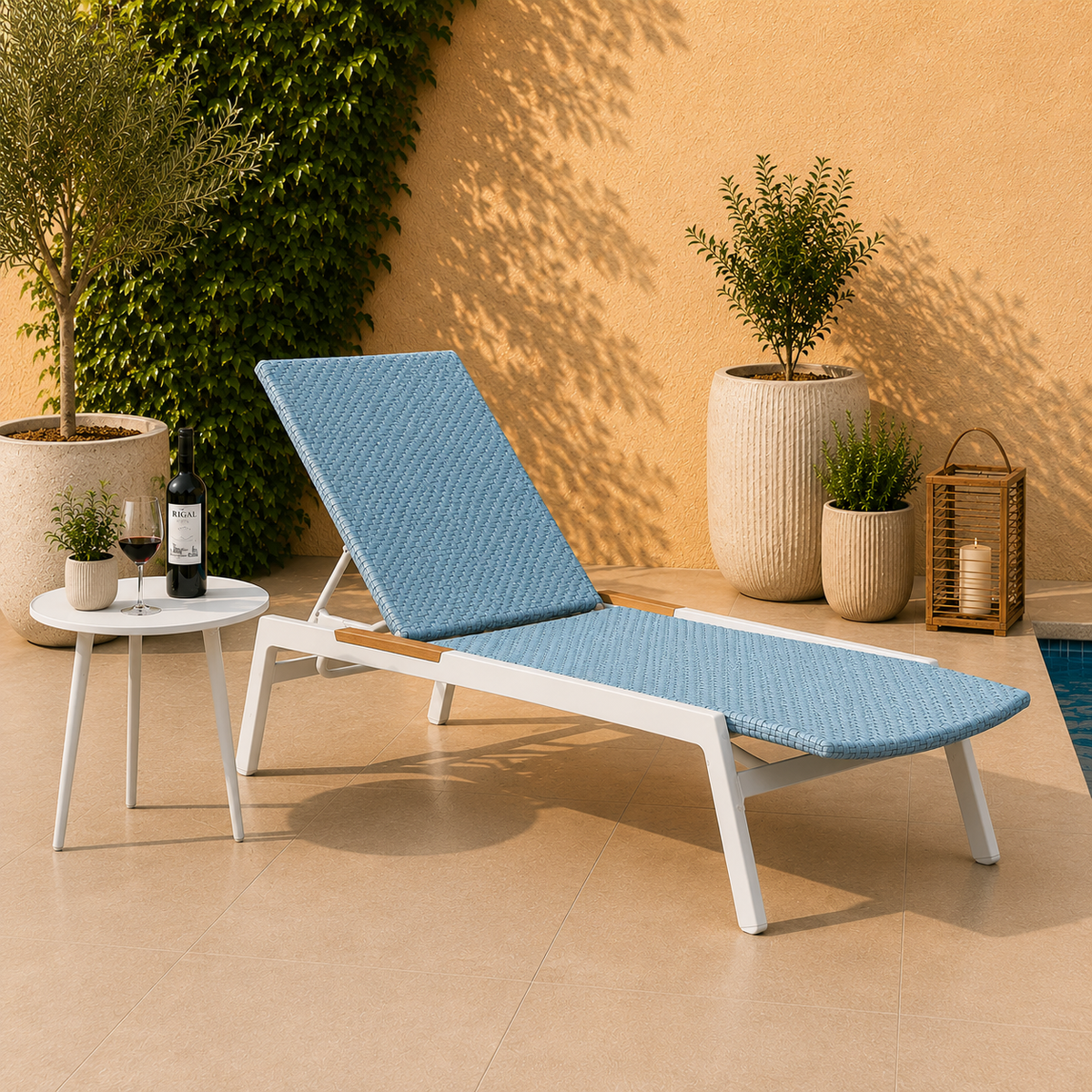 Modern Outdoor Reclining Lounge Chair with Side Table -Z-ODF-016