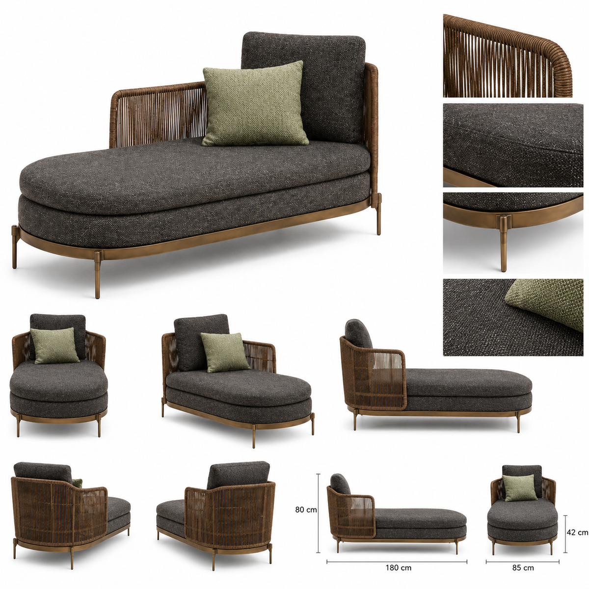 Modern Upholstered Outdoor Chaise Lounge -Z-ODF-021