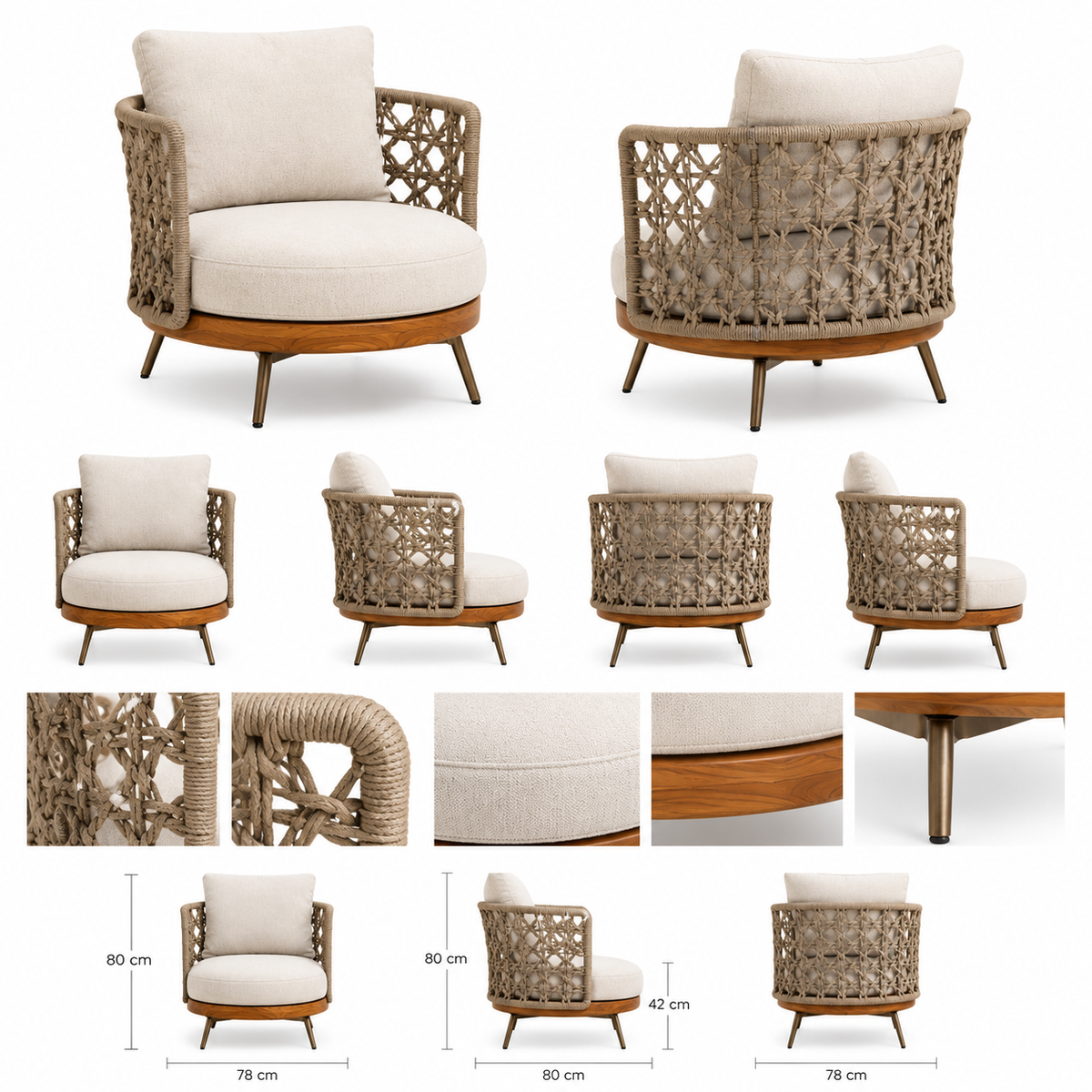Contemporary Rope-Woven Lounge Chair Set -Z-ODF-023