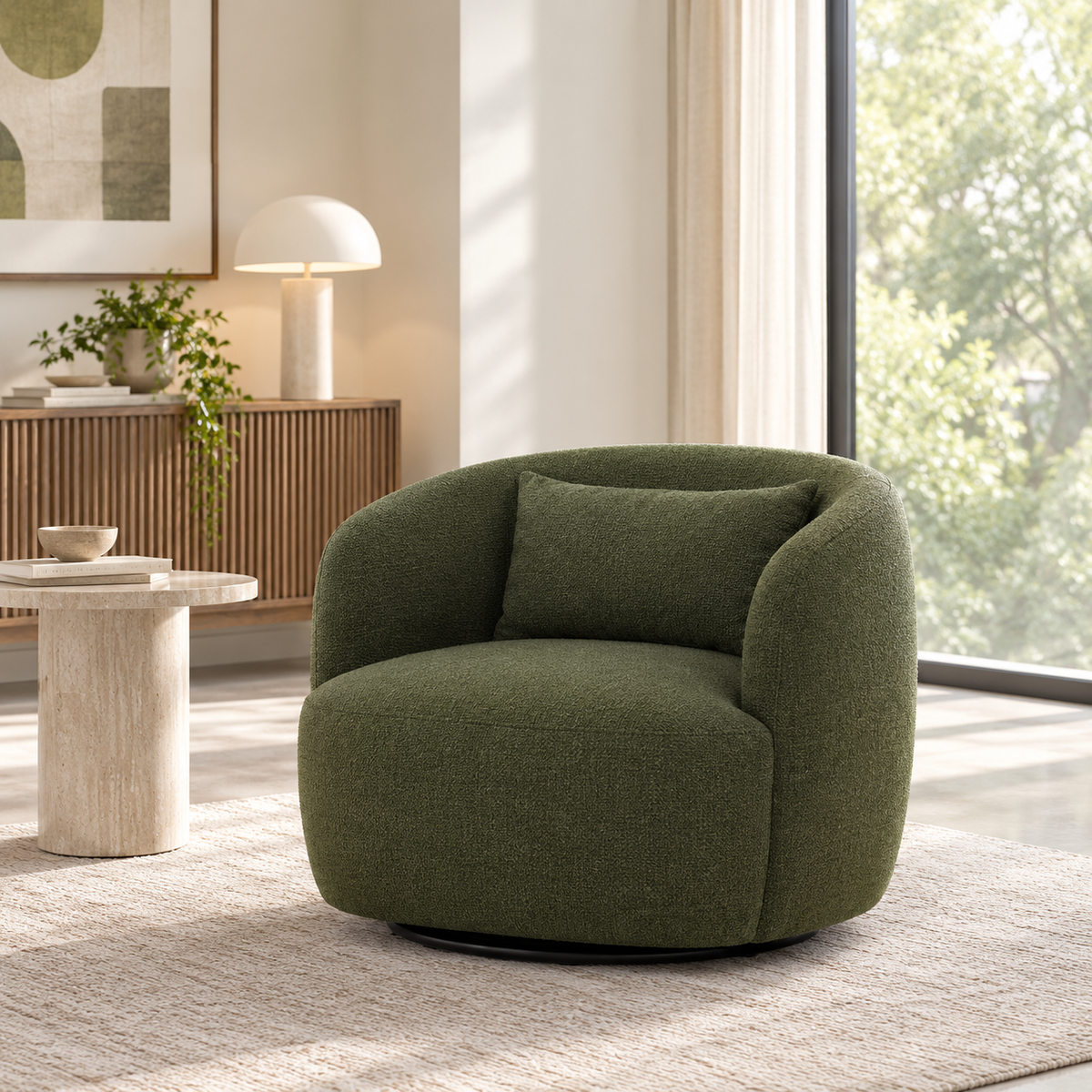 Olive Green Swivel Armchair- Z-AC-017