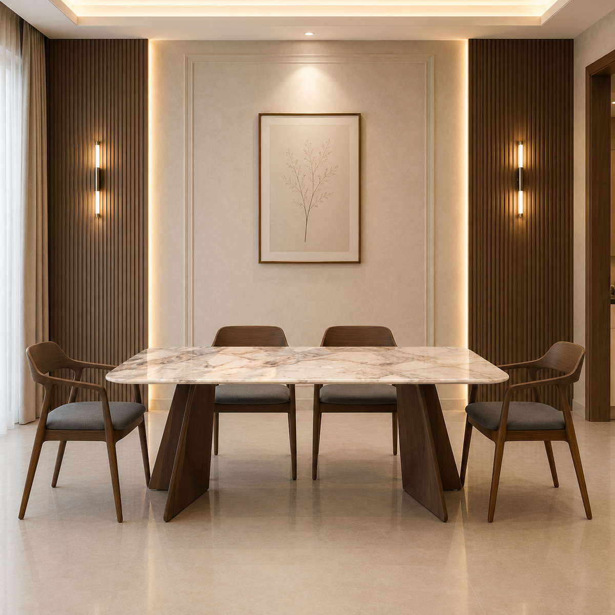 6-Seater Marble Dining Table-Z-DT-022