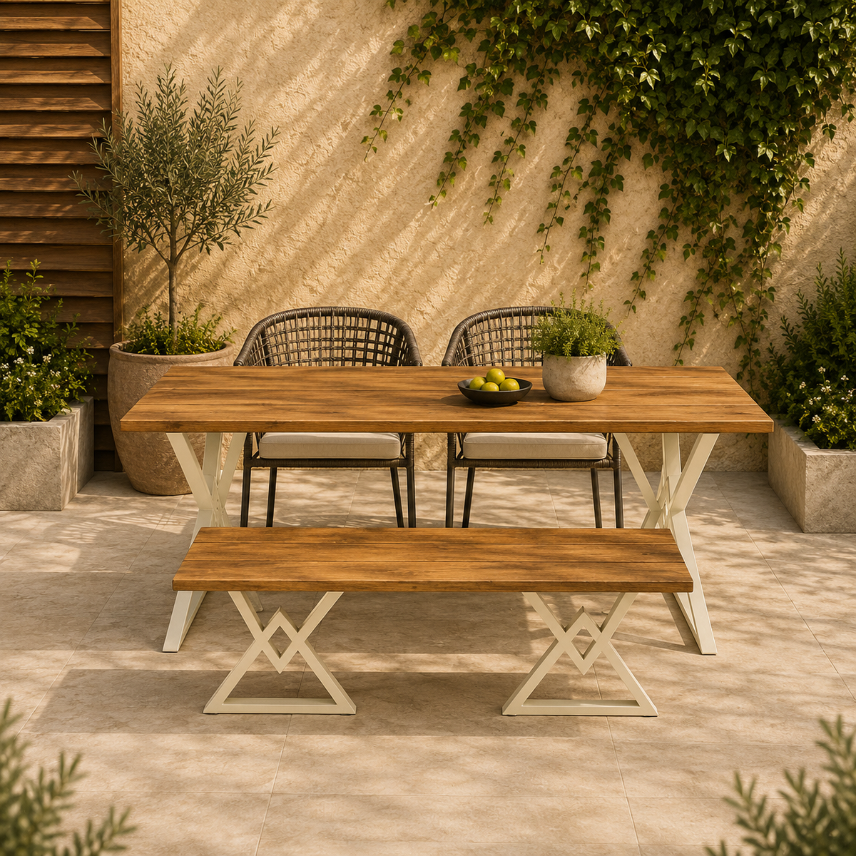 Outdoor Dining Table & Bench Set -Z-ODF-027