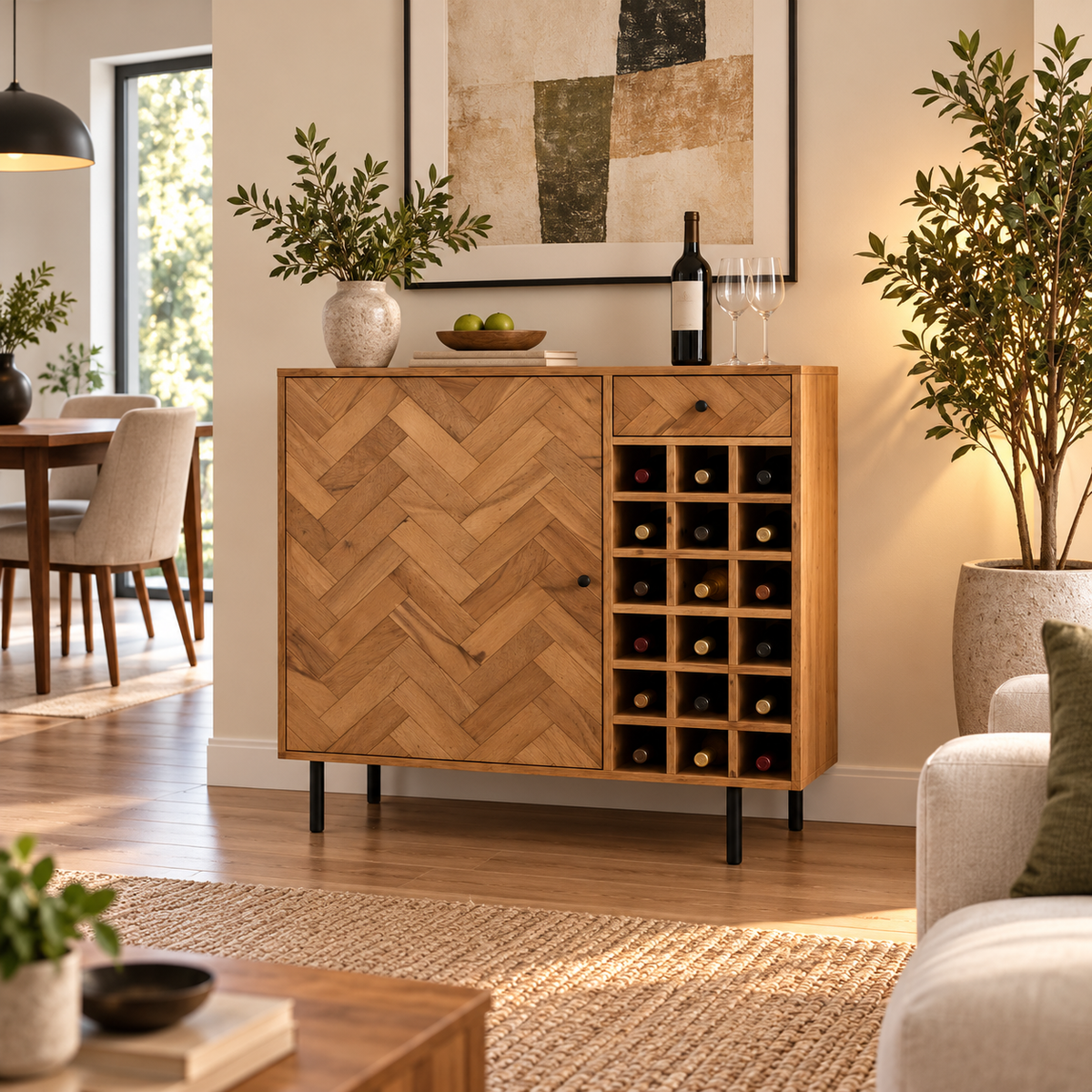 Wooden Bar Cabinet with Metal Legs -Z-BC-005