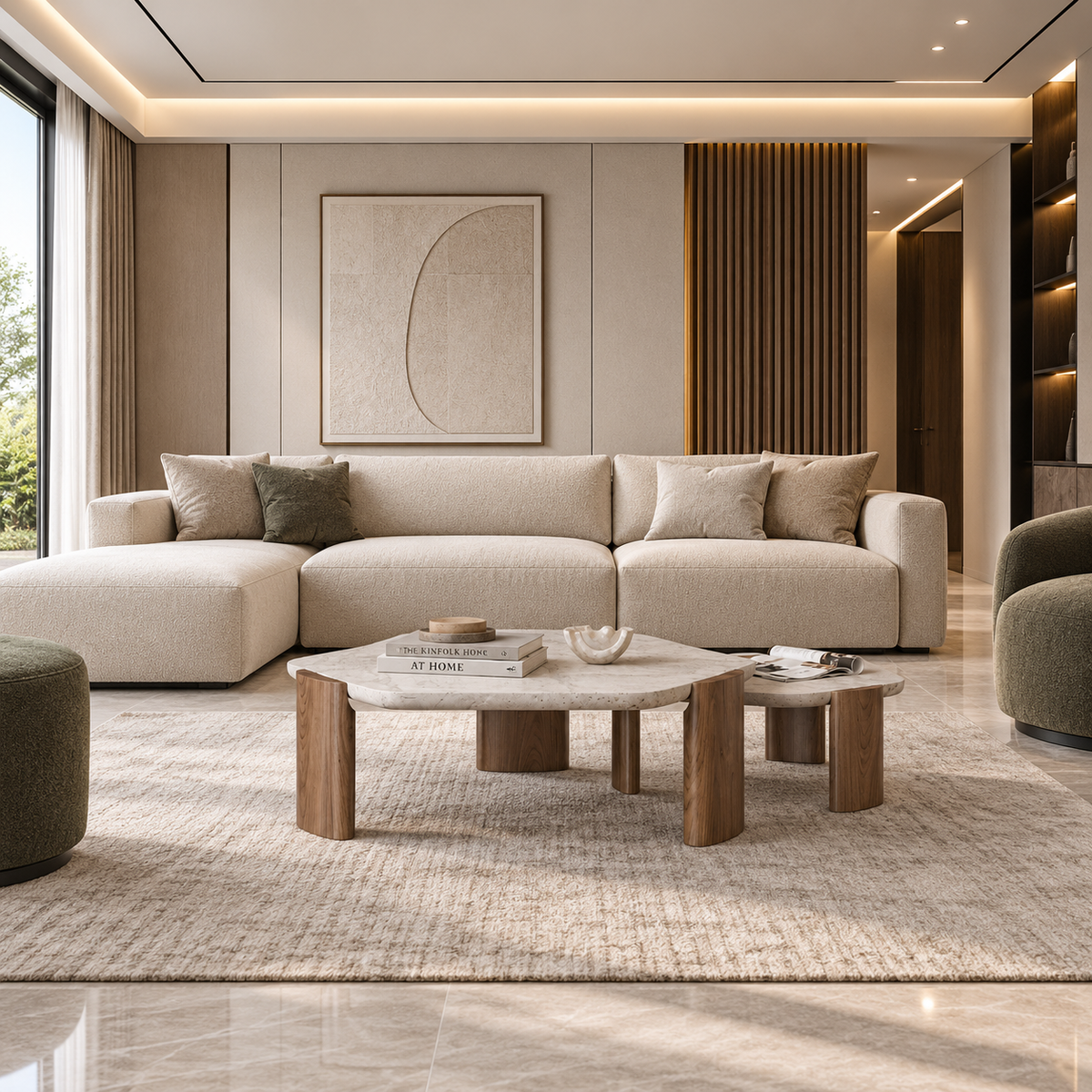 Travertine Nesting Coffee Table Set - Z-CT-009