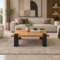 Japandi Square Coffee Table with Black Legs - Z-CT-008
