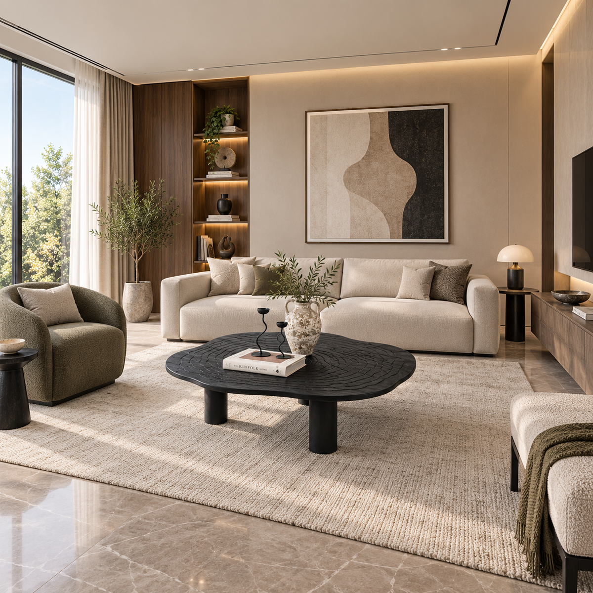 Round Sculptural Coffee Table - Z-CT-017