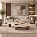 Travertine & Walnut Nesting Coffee Table Set - Z-CT-015