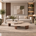 Travertine & Walnut Nesting Coffee Table Set - Z-CT-015