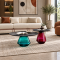 Colored Glass Base Coffee Table Set - Z-CT-029