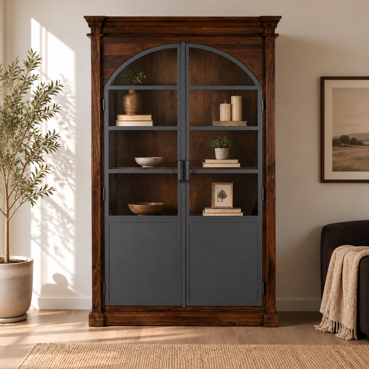 Metal and Mango Wood Display Cabinet -Z-SV-016