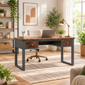 Metal and Mango Wood Study Table -Z-OF-004