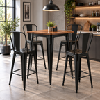 Metal Bar Stool with Wooden Seat -Z-BC-007