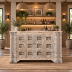 Handcrafted Rustic Carved Wooden Counter Table -Z-BCT-004