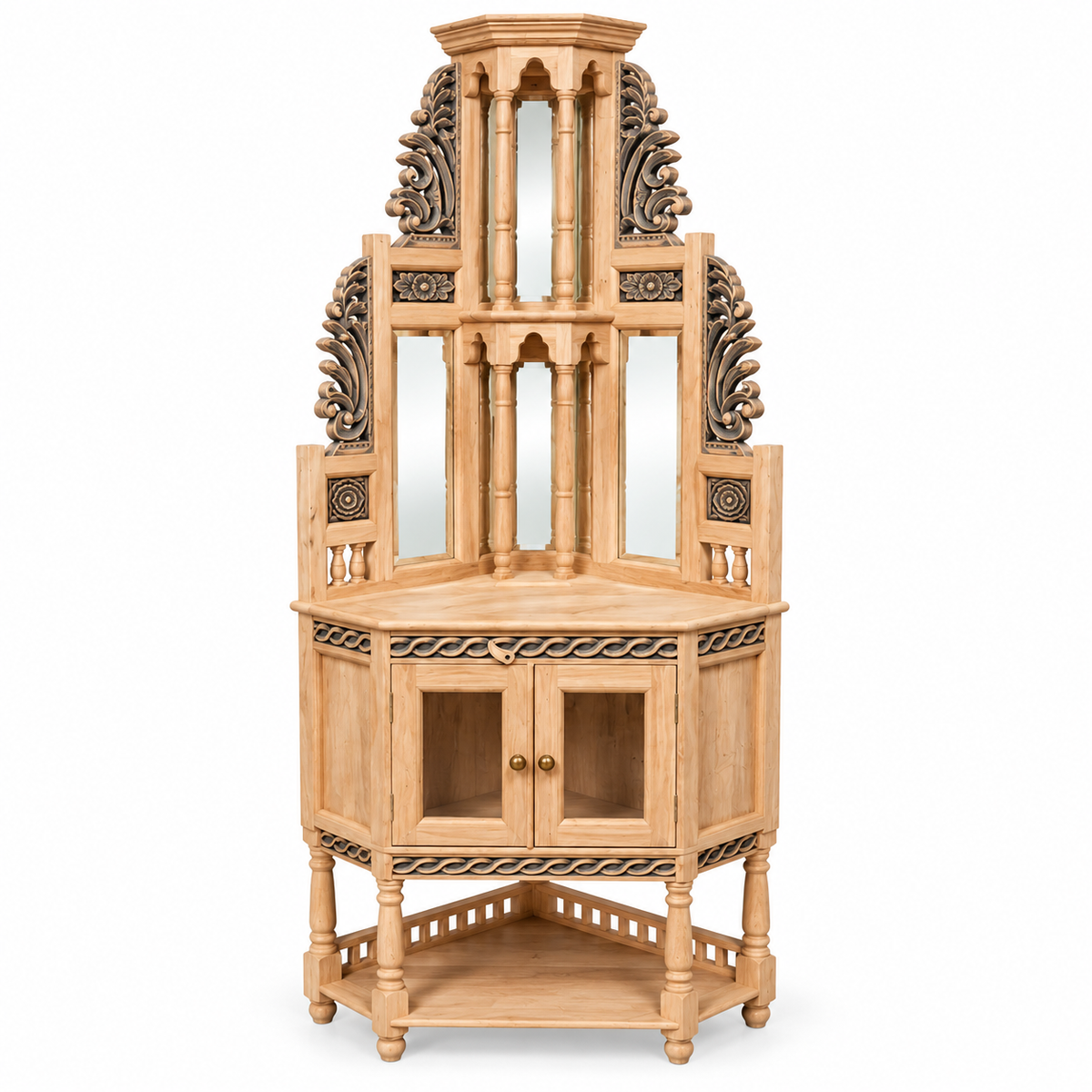 Handcrafted Carved Wooden Corner Cabinet -Z-SV-008