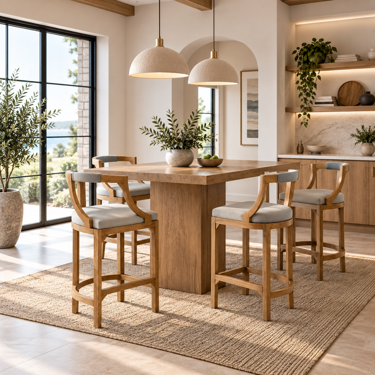 Wooden Bar Chair with Cushioned Seat -Z-BC-002