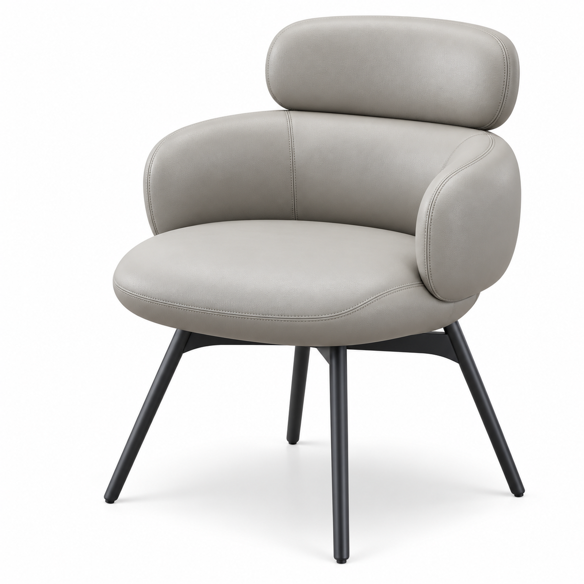 Light Grey Leather with Metal Legs Dining Chair - Z-DC-011