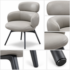 Light Grey Leather with Metal Legs Dining Chair - Z-DC-011