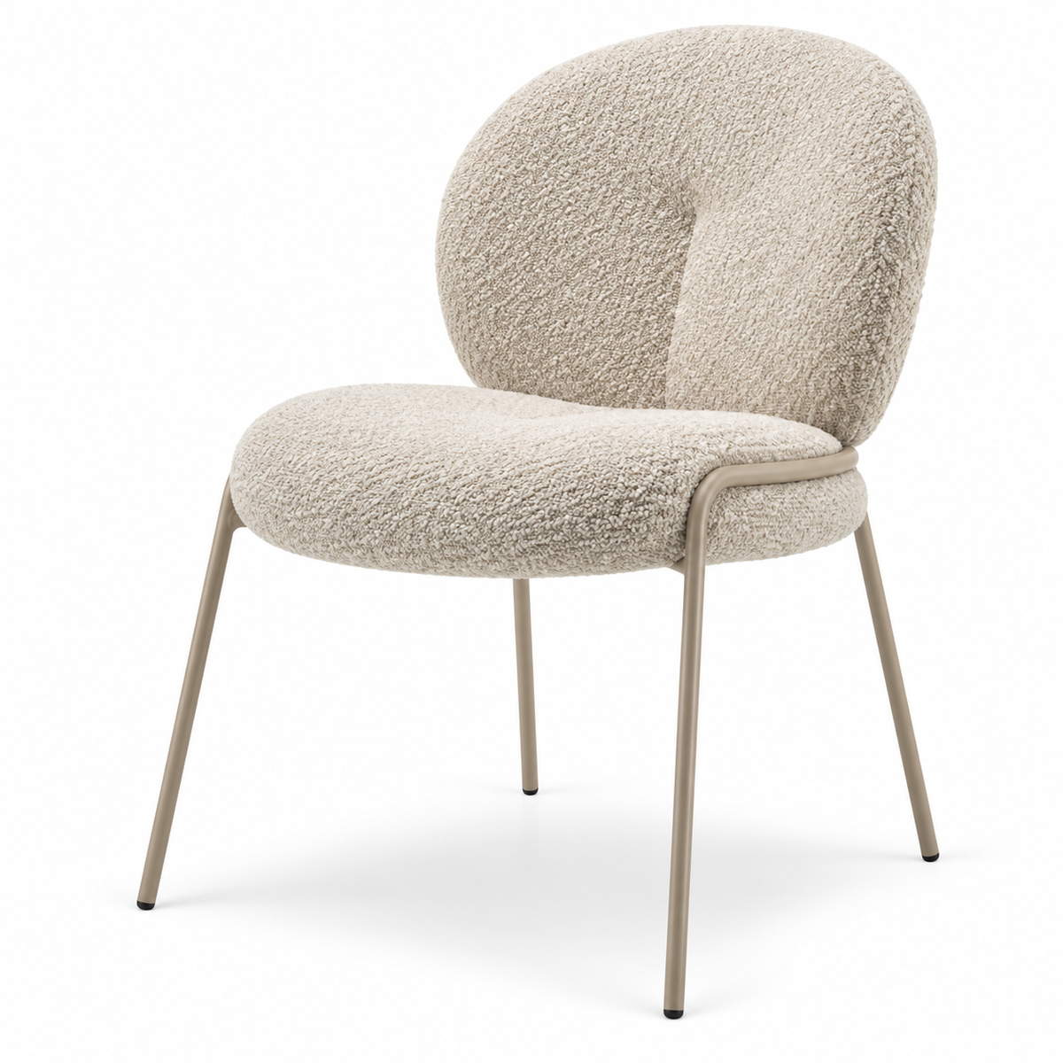 Boucle Fabric Dining Chair – Modern Curved Design with Metal Legs - Z-DC-010